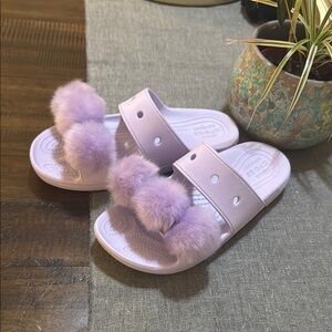 CROCS Lavender Fuzzy Sandals